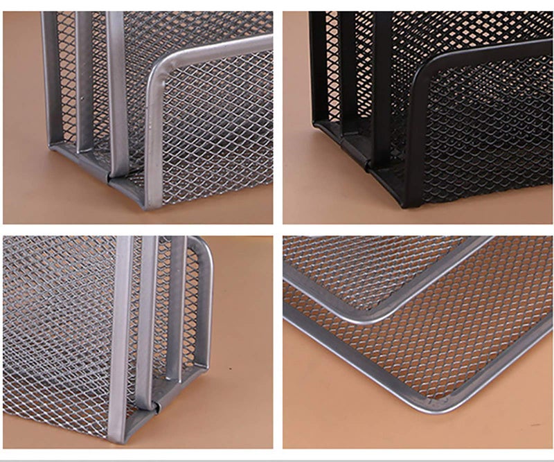 VANRA 2 Small Letter Sorters Desktop File Holder Organizer Metal Mesh with 3 Vertical Upright Compartments (2 Silver) - Image 5